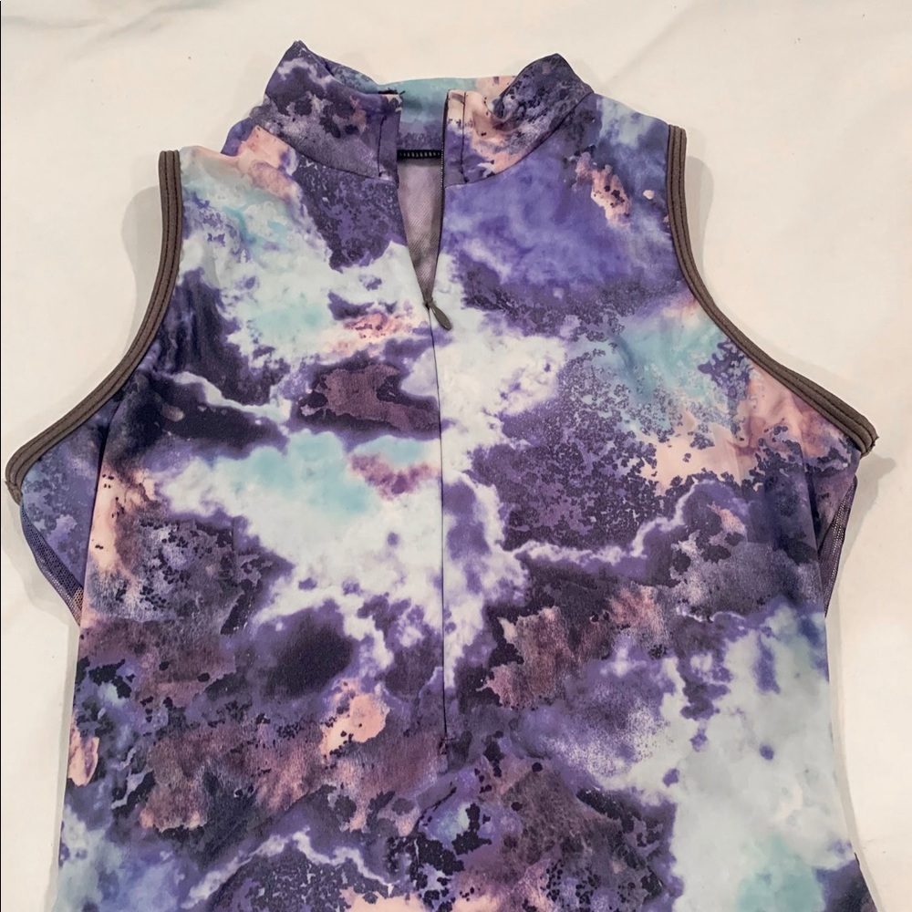 multicolor mock neck leotard